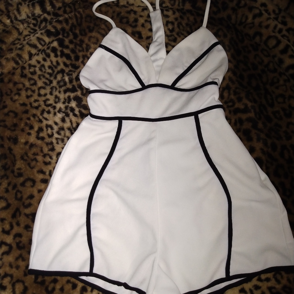 White and black romper